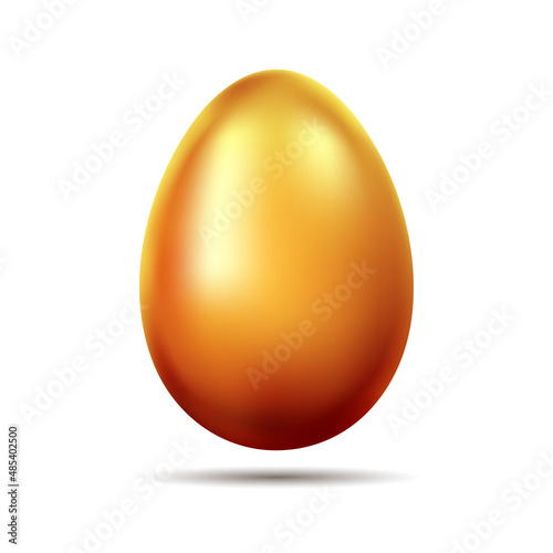 Gold egg. Wealth and religion symbol. Realistic precious Easter egg isolated on white