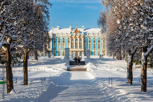 Catherine palace and park in winter, Tsarskoe Selo (Pushkin), Saint Petersburg, Russia