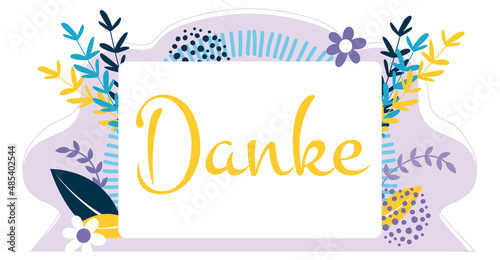 danke text deutsch mit moderner dekoration, blau, gelb, dunkelblau, lila