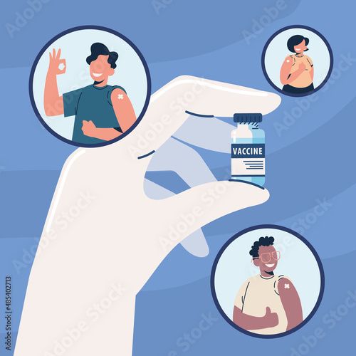 hand with vaccine vial