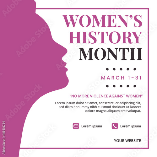 Women's history month banner design with woman silhouette © Edoas