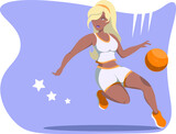 girl playing basketball vector art