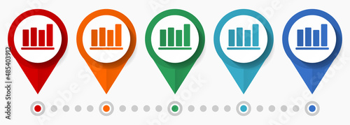 Graph, chart concept vector icon set, flat design pointers, infographic template