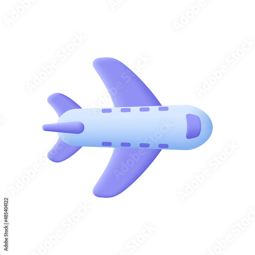 Airplane. Plane toy. 3d vector icon. Cartoon minimal style.