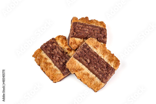 Crispy shortbread cookies, isolated on white background.