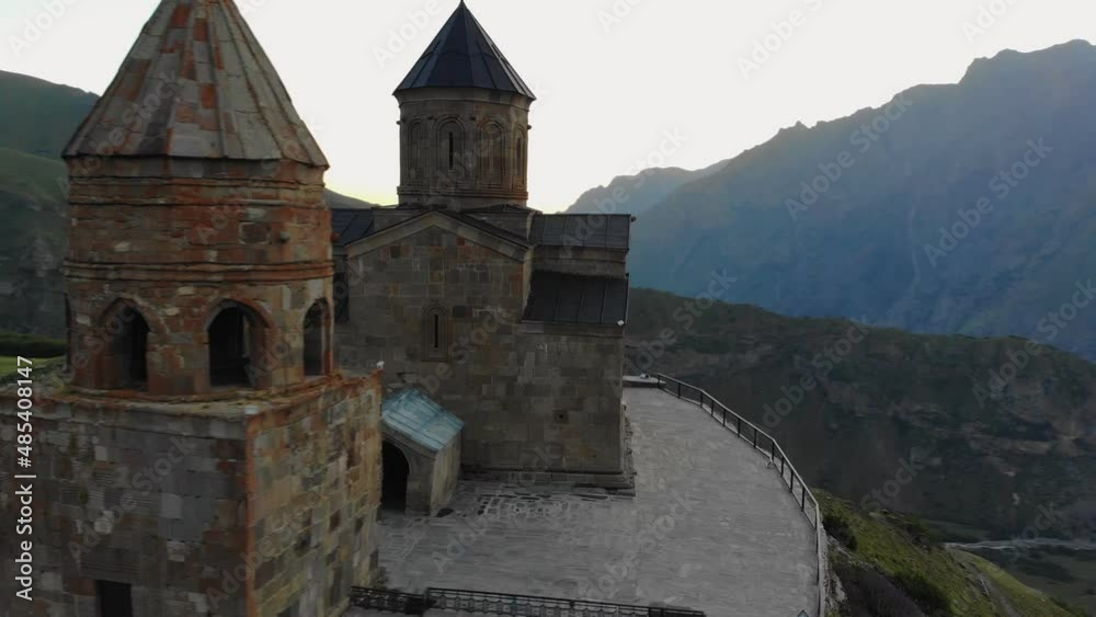 Aerial View At The Gergeti Trinity Church Tsminda Sameba Aerial View At The Gergeti Trinity Church Tsminda Sameba