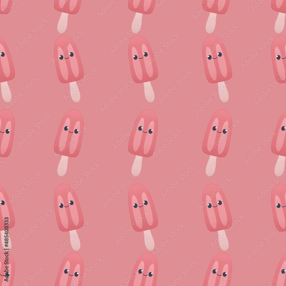 cute childish summer pattern - ice cream on a pink background cute childish summer pattern - ice cream on a pink background