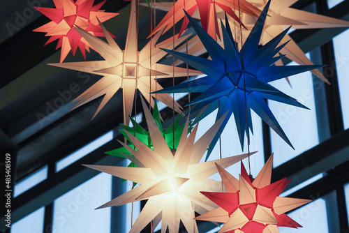 Festive decorations, flashlights in the form of multycolor stars