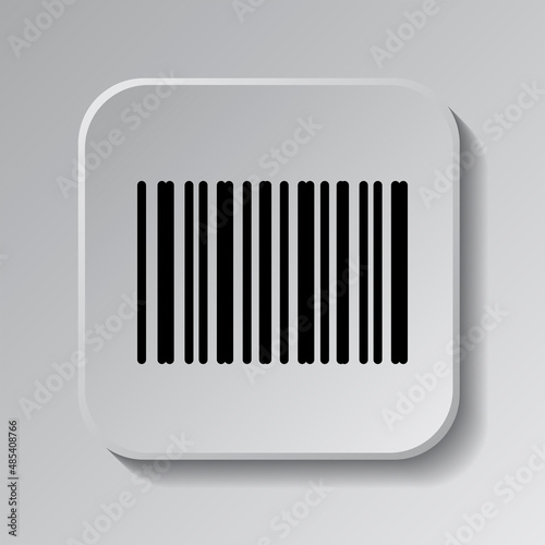 Barcode simple icon vector. Flat desing. Black icon on square button with shadow. Grey background.ai