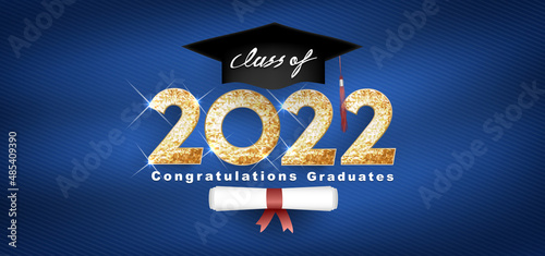 Class of 2022 Vector text for graduation gold design, congratulation event, T-shirt, party, high school or college graduate. Lettering for greeting, invitation card
