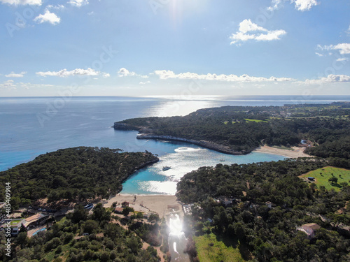 Cala Mandia. Beautiful view of the seacoast of Majorca with an amazing turquoise sea, in the middle of the nature. Concept of summer, travel, relax and enjoy 