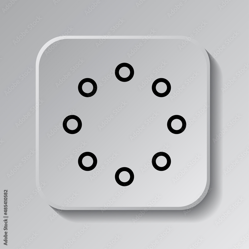 Loading vector simple icon. Flat desing. Black icon on square button with shadow. Grey background.ai Loading vector simple icon. Flat desing. Black icon on square button with shadow. Grey background.ai