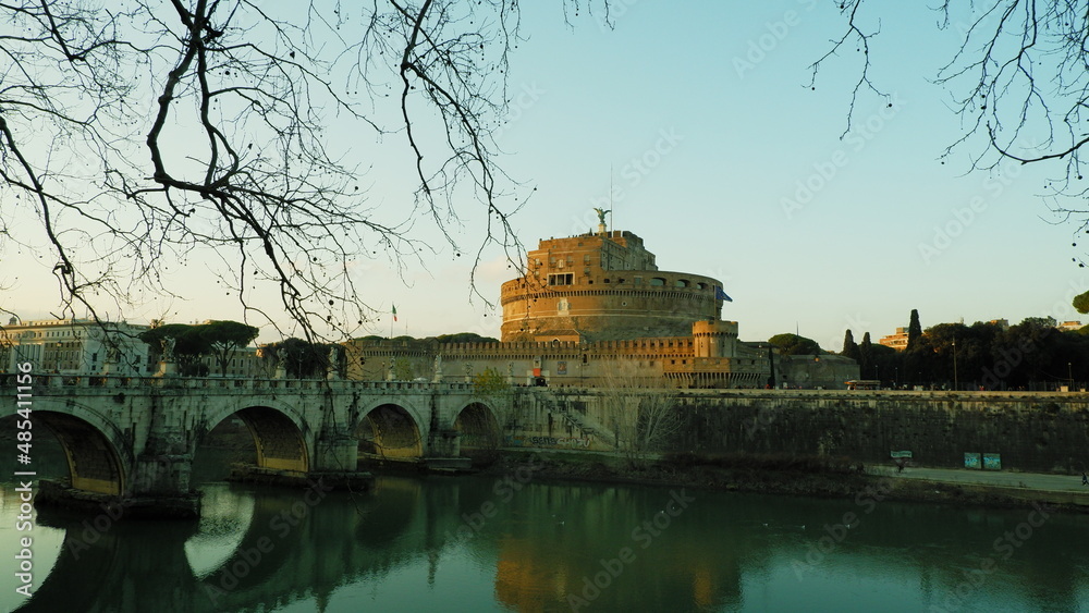 Sant Angelo Castle and Bridge in Rome, Italia