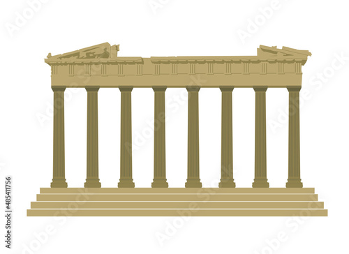 Vector silhouette of the Parthenon ruin at the Acropolis Citadel, Athens, Greece. Building Landmark Vector. Parthenon from Greek ancient national landmark in retro style. Temple. Unesco