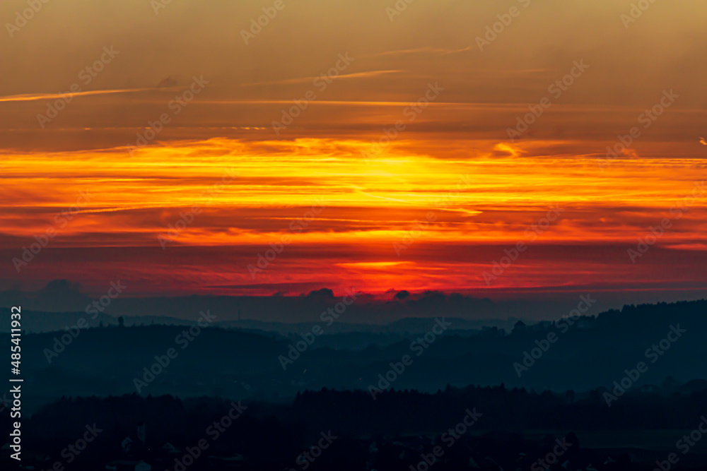 Fototapeta premium Beautiful sunset in Thurgau, Switzerland, Europe