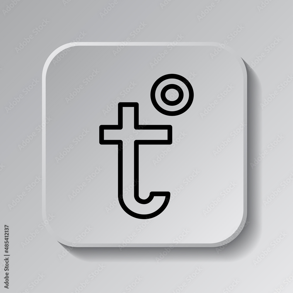 Obraz premium Temperature simple icon vector. Flat desing. Black icon on square button with shadow. Grey background.ai