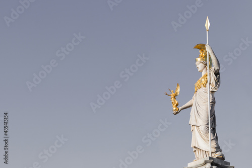 Photography The statue of Pallas Athena on gray background with copy space for your design n