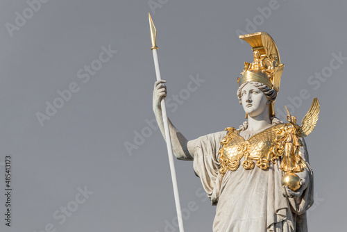 Photography Sculpture of Athena, the Greek goddess of wisdom,outside the Austrian Parliament