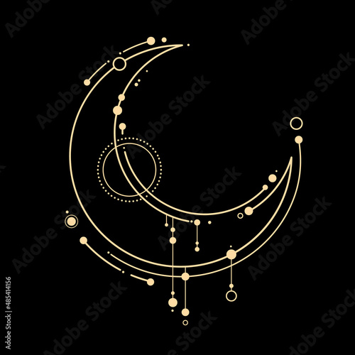Tablou canvas esoteric stylized magical decorated crescent moon