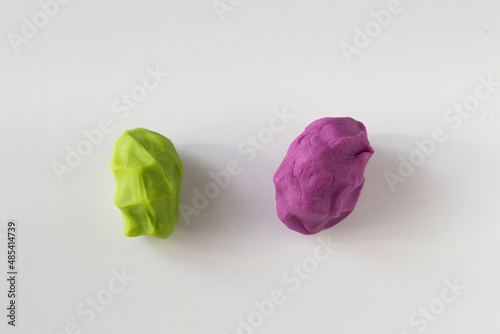 Making grape game step by step with dough for children's activity in the school art lesson and plasticine concept.