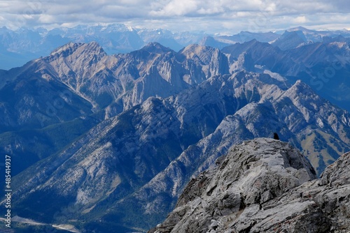 Landscape in the mountains view at the summit of Mount Rundle at Banff National Park