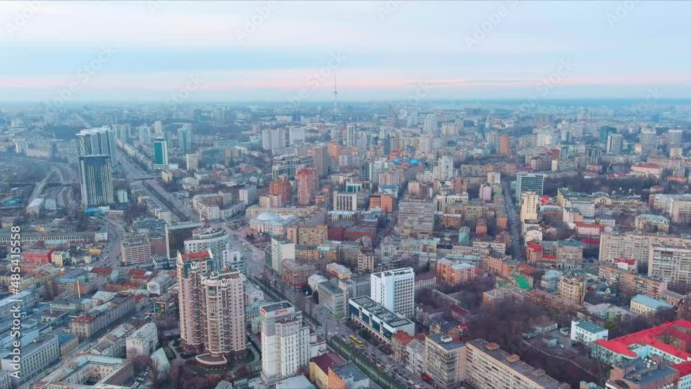 Kiev, Ukraine circa 2022 Creation of an aerial photograph of Kiev