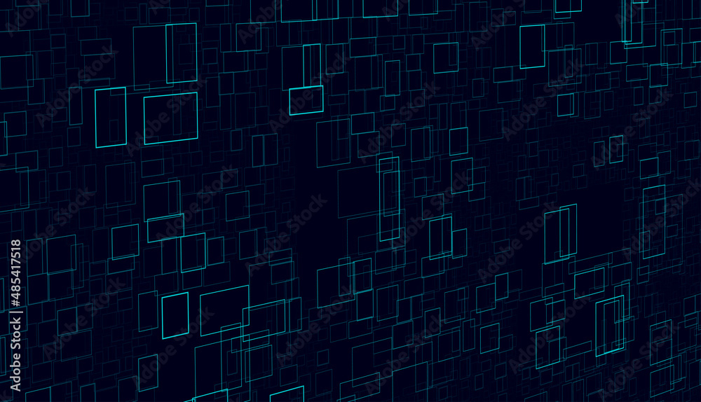 Pattern with three-dimensional cubes. Abstract mosaic of blue colors squares. Vector
