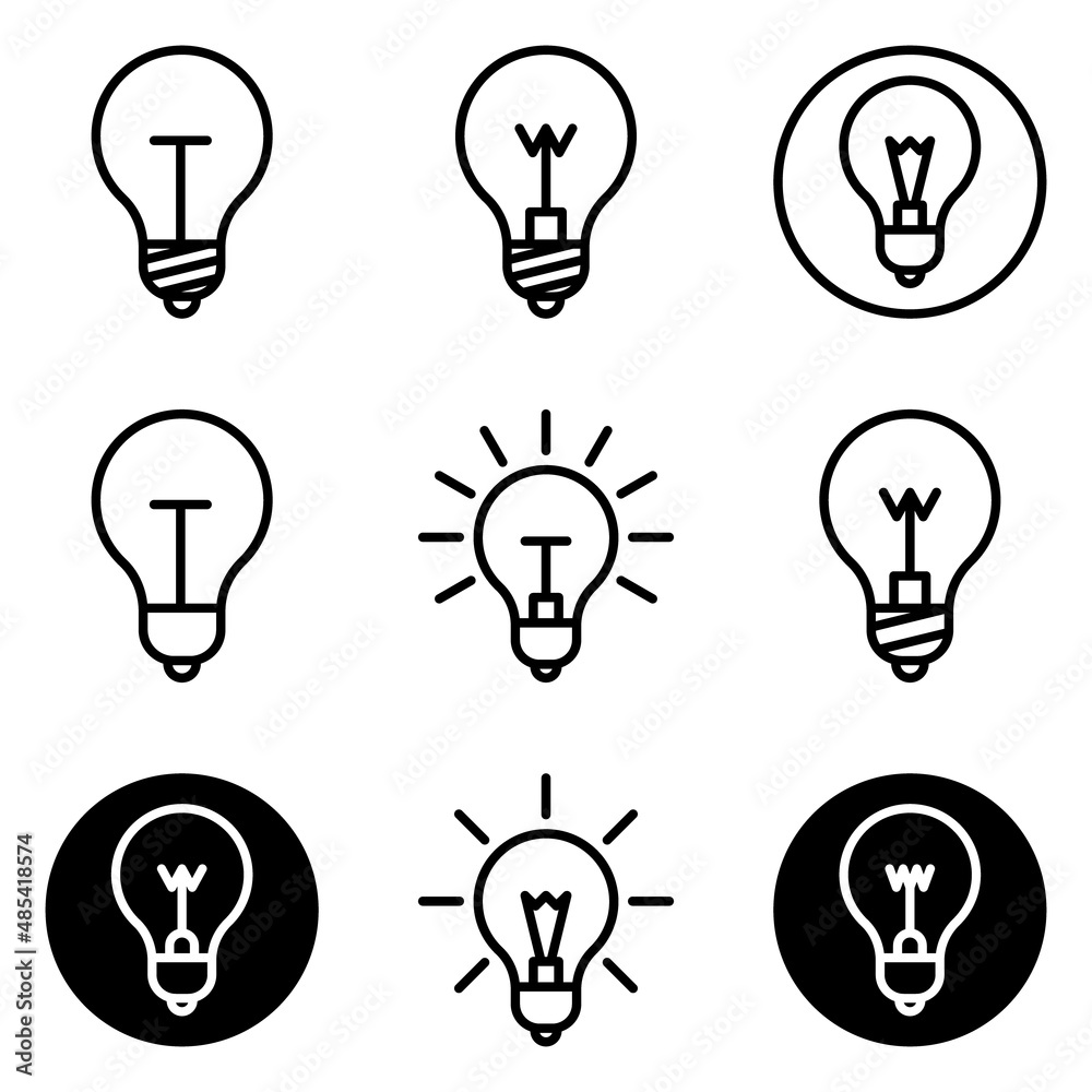 Lightbulbs Flat Icon Set Isolated On White Background Lightbulbs Flat Icon Set Isolated On White Background