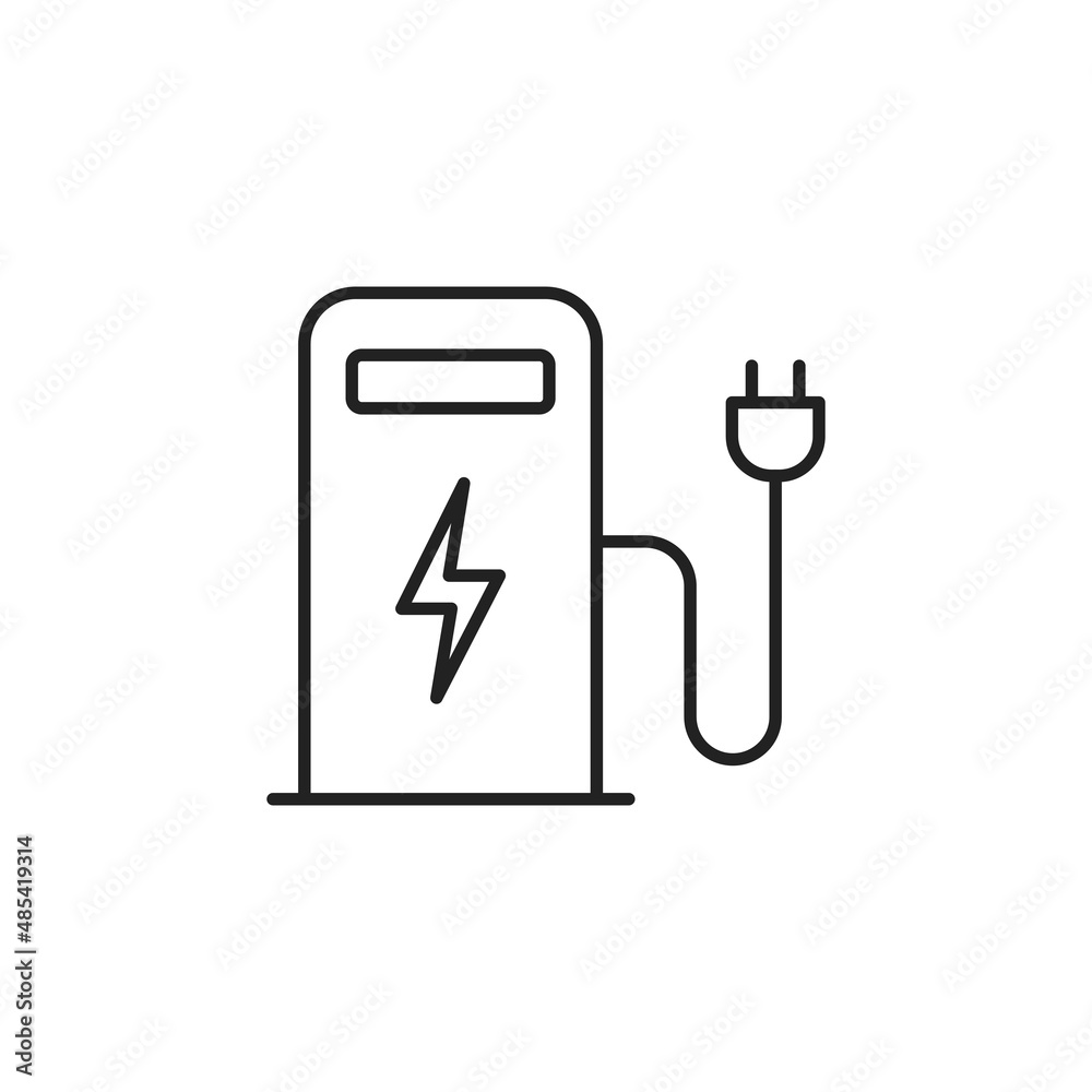 Electric vehicle charging station icon. High quality black vector illustration. Electric vehicle charging station icon. High quality black vector illustration.