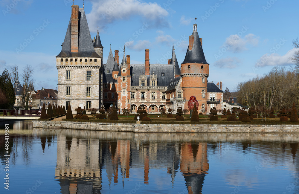 France, the picturesque castle of Maintenon in Eure and Loir region.