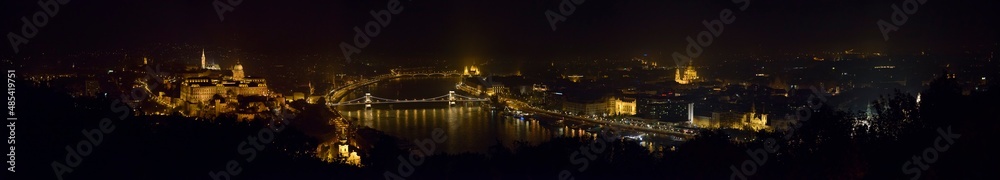 Panoramic view of Budapest from Gellert Hill, Hungary.