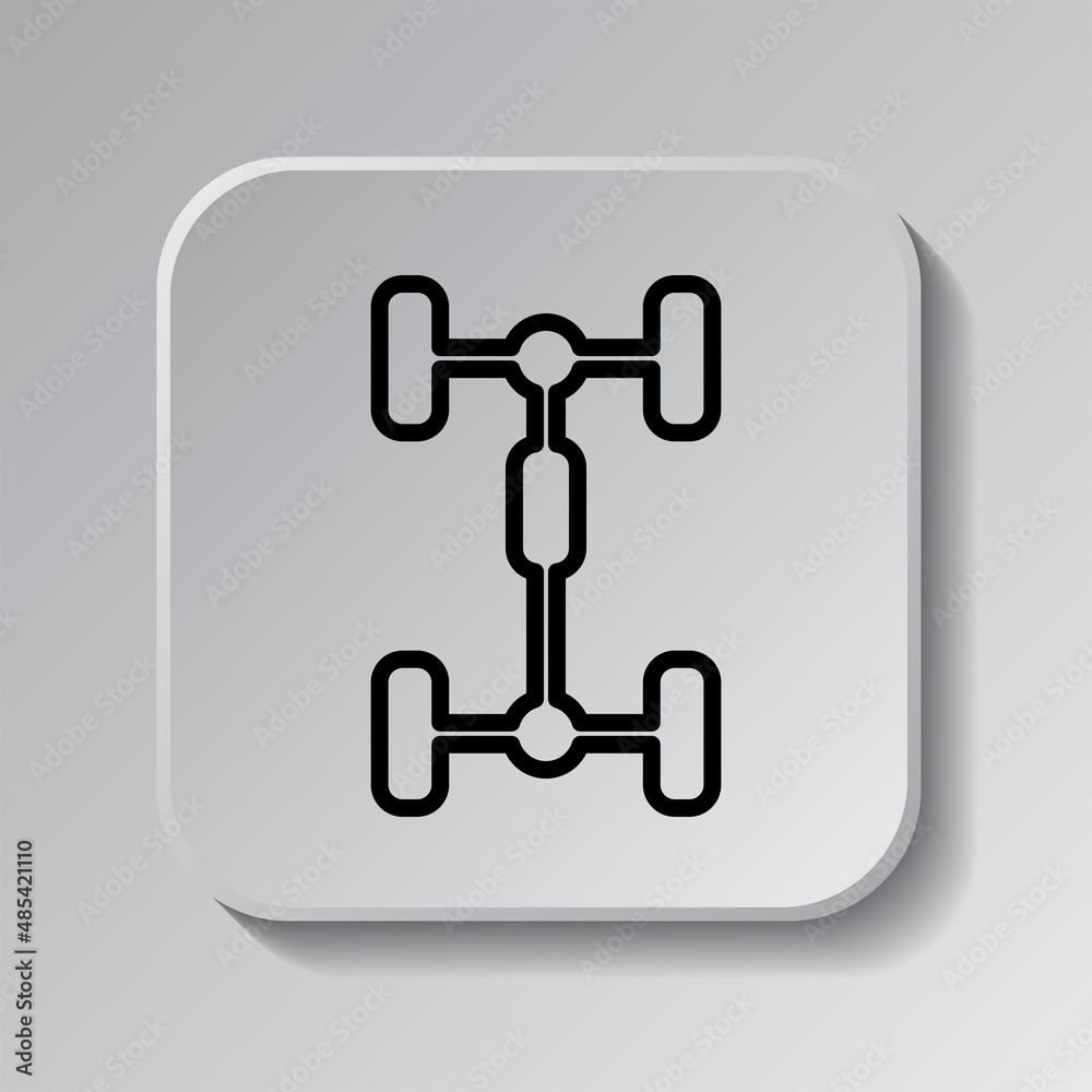 Auto simple icon vector. Flat desing. Black icon on square button with shadow. Grey background.ai Auto simple icon vector. Flat desing. Black icon on square button with shadow. Grey background.ai