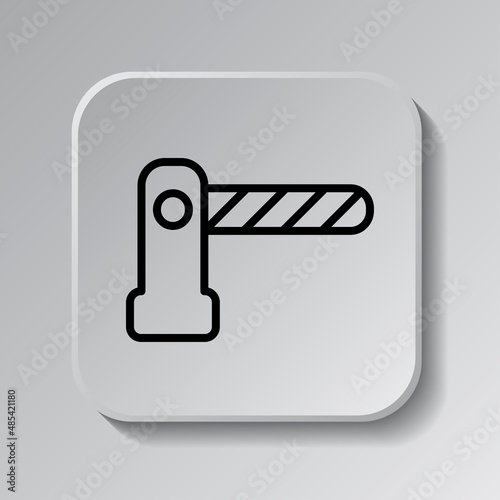 Barrier simple icon vector. Flat desing. Black icon on square button with shadow. Grey background.ai