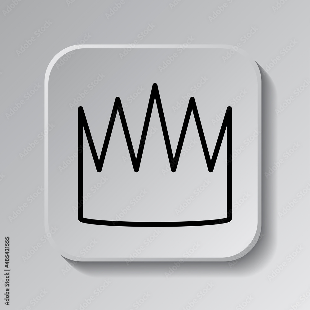 Crown simple icon. Flat desing. Black icon on square button with shadow. Grey background.ai Crown simple icon. Flat desing. Black icon on square button with shadow. Grey background.ai