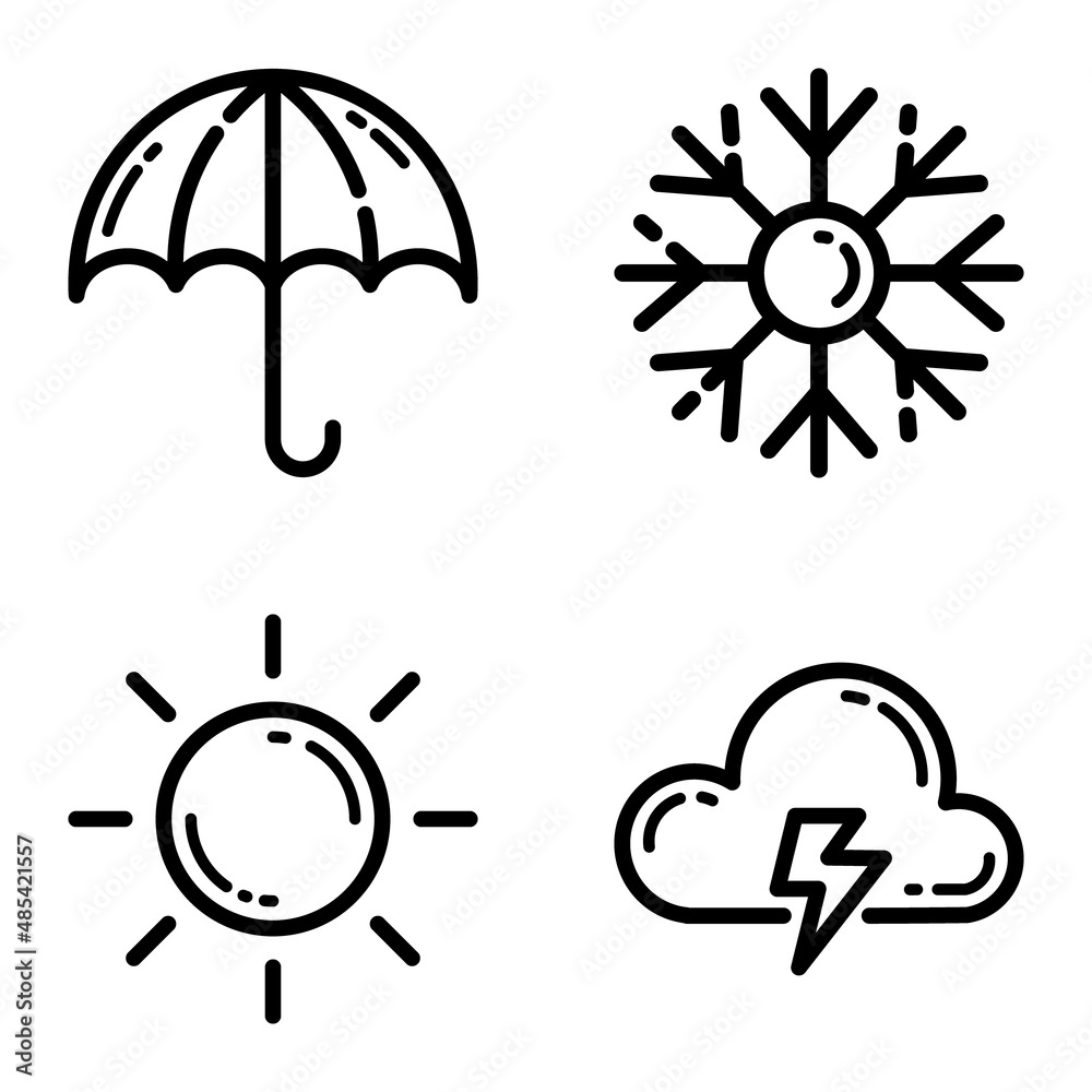 Weather Flat Icon Set Isolated On White Background Weather Flat Icon Set Isolated On White Background