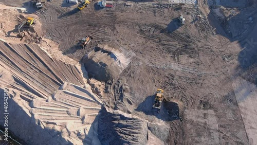 Grading the ground at the construction site. Excavation work at the device of industrial production.