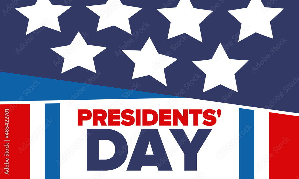 Happy Presidents' Day in February. Celebrated in United States. Washington's Birthday. Federal holiday in America. Patriotic american vector illustration. Poster, banner and background