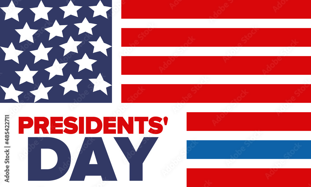Happy Presidents' Day in February. Celebrated in United States. Washington's Birthday. Federal holiday in America. Patriotic american vector illustration. Poster, banner and background Happy Presidents' Day in February. Celebrated in United States. Washington's Birthday. Federal holiday in America. Patriotic american vector illustration. Poster, banner and background