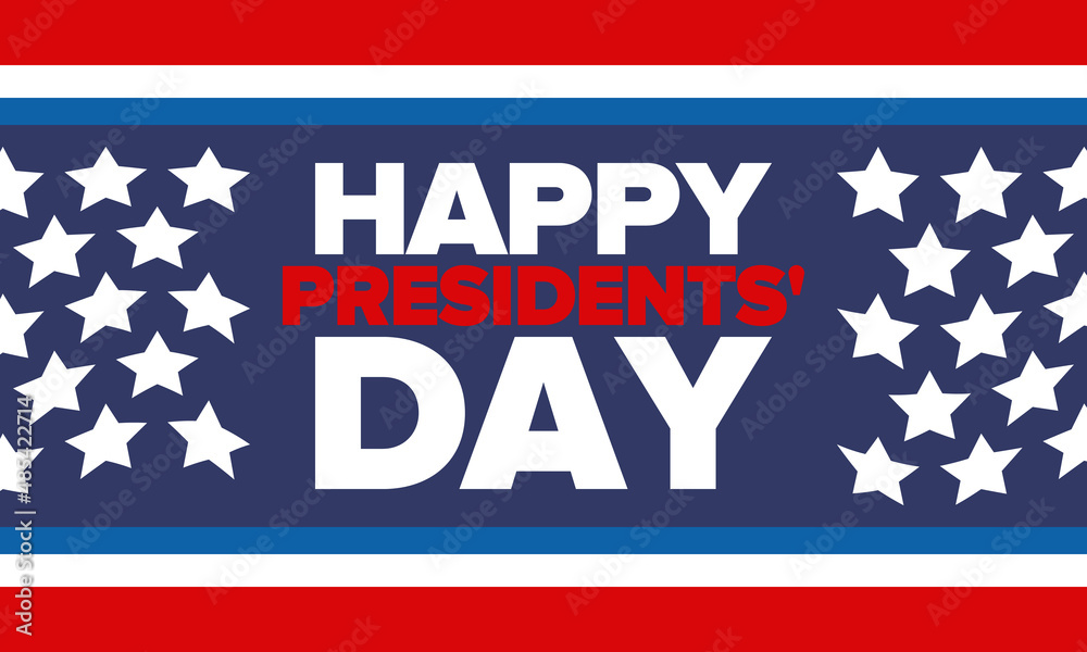 Happy Presidents' Day in February. Celebrated in United States. Washington's Birthday. Federal holiday in America. Patriotic american vector illustration. Poster, banner and background Happy Presidents' Day in February. Celebrated in United States. Washington's Birthday. Federal holiday in America. Patriotic american vector illustration. Poster, banner and background