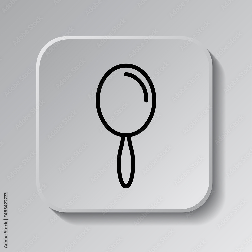 Mirror simple icon. Flat desing. Black icon on square button with shadow. Grey background.ai Mirror simple icon. Flat desing. Black icon on square button with shadow. Grey background.ai