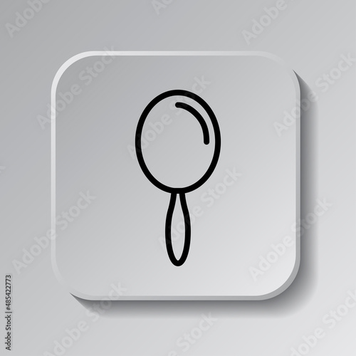 Mirror simple icon. Flat desing. Black icon on square button with shadow. Grey background.ai