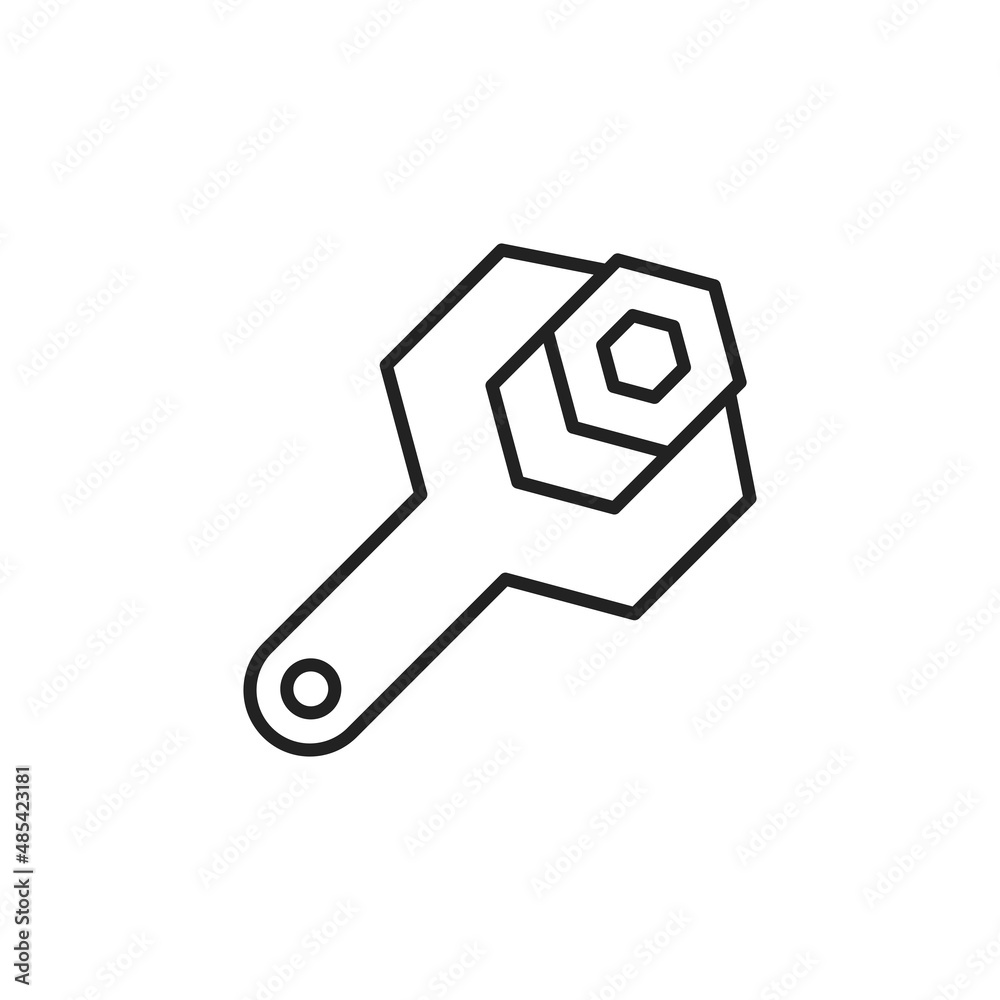 Wrench and nut icon. High quality black vector illustration.