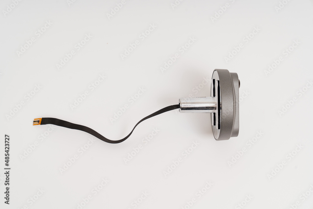 electronic door peephole with call button on a white background. electronic door peephole with call button on a white background.