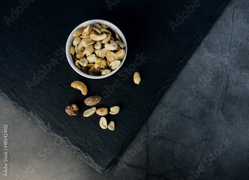 Mixed nuts in ceramic bowl