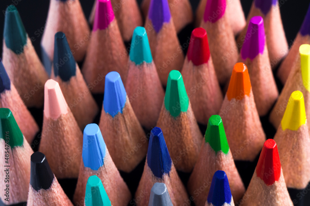 Group of multicolor pencils, close-up shot Group of multicolor pencils, close-up shot