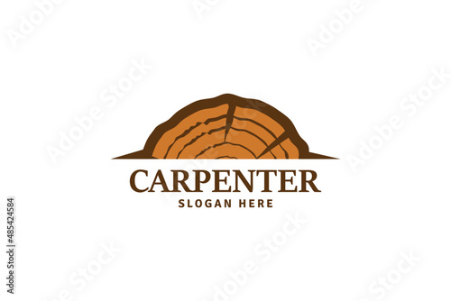 Wooden Log Timber Lumber Jack Vintage Logo. Illustration Design of Carpentry Carpenter Concept.