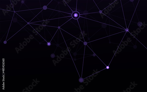 Plexus line in very peri color illustration. Purple background with polygonal particles and nodes. Modern science design