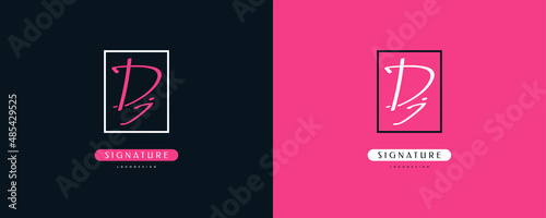 DJ Initial Logo Design with Elegant Handwriting Style. DJ Signature Logo or Symbol for Wedding, Fashion, Jewelry, Boutique, Botanical, Floral and Business Identity. Feminine Logo