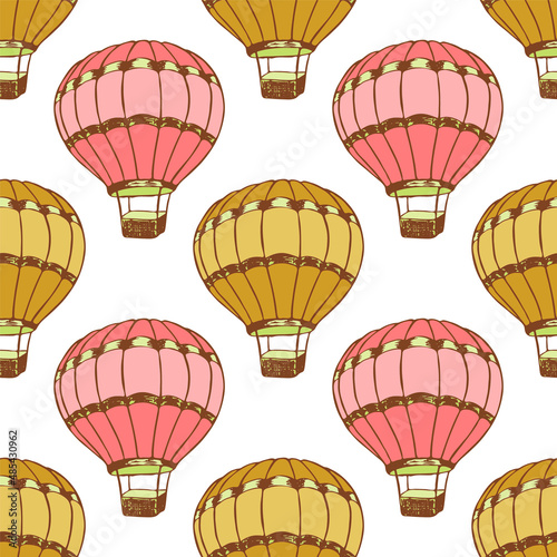 Cartoon hot air balloons  illustration vector seamless patter.