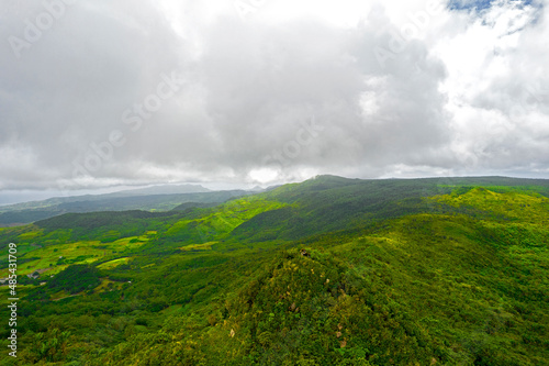 Aerial view of Piton Savanne peak located in the south of Mauritius island